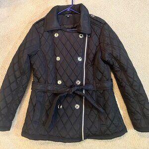 New Without Tags-Black Ladies Quilted Coat-Size Large
